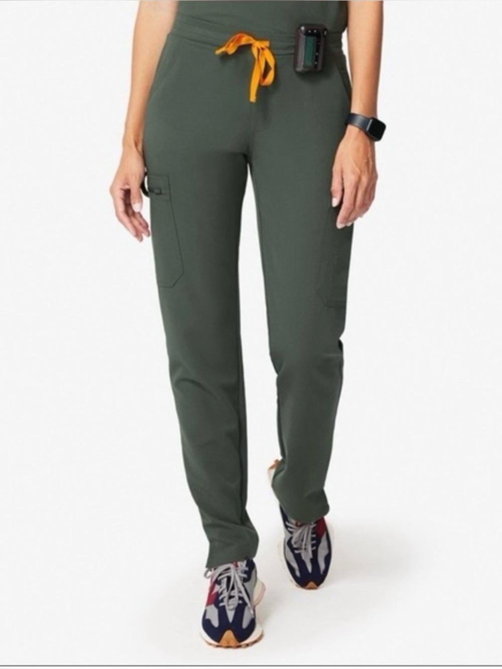 Figs Women’s Green Skinny Pants with Orange Drawstring Size‎ S/P